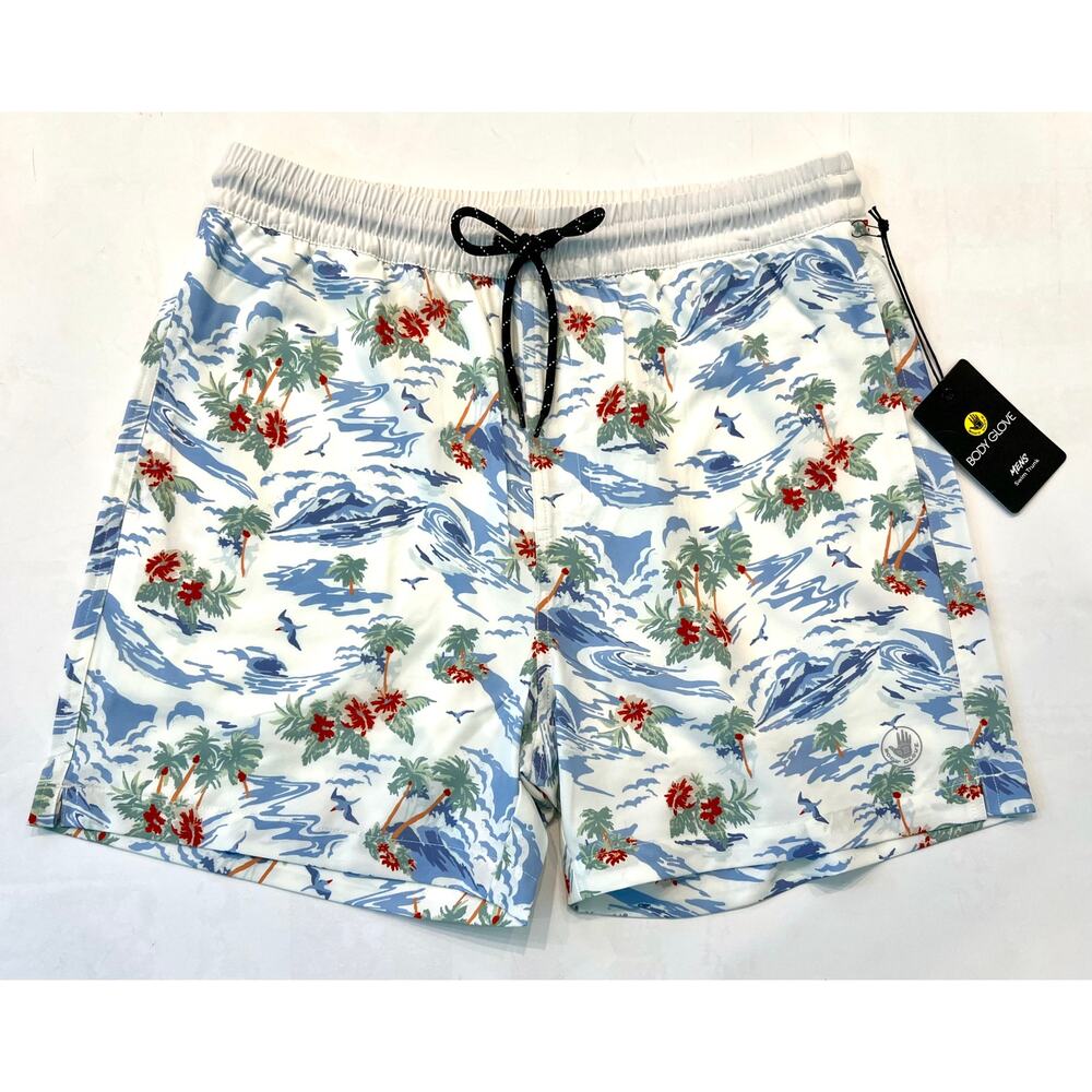 Mens Board Shorts by Body Glove - Islander Swim Trunks in Cream - Size M - NWT